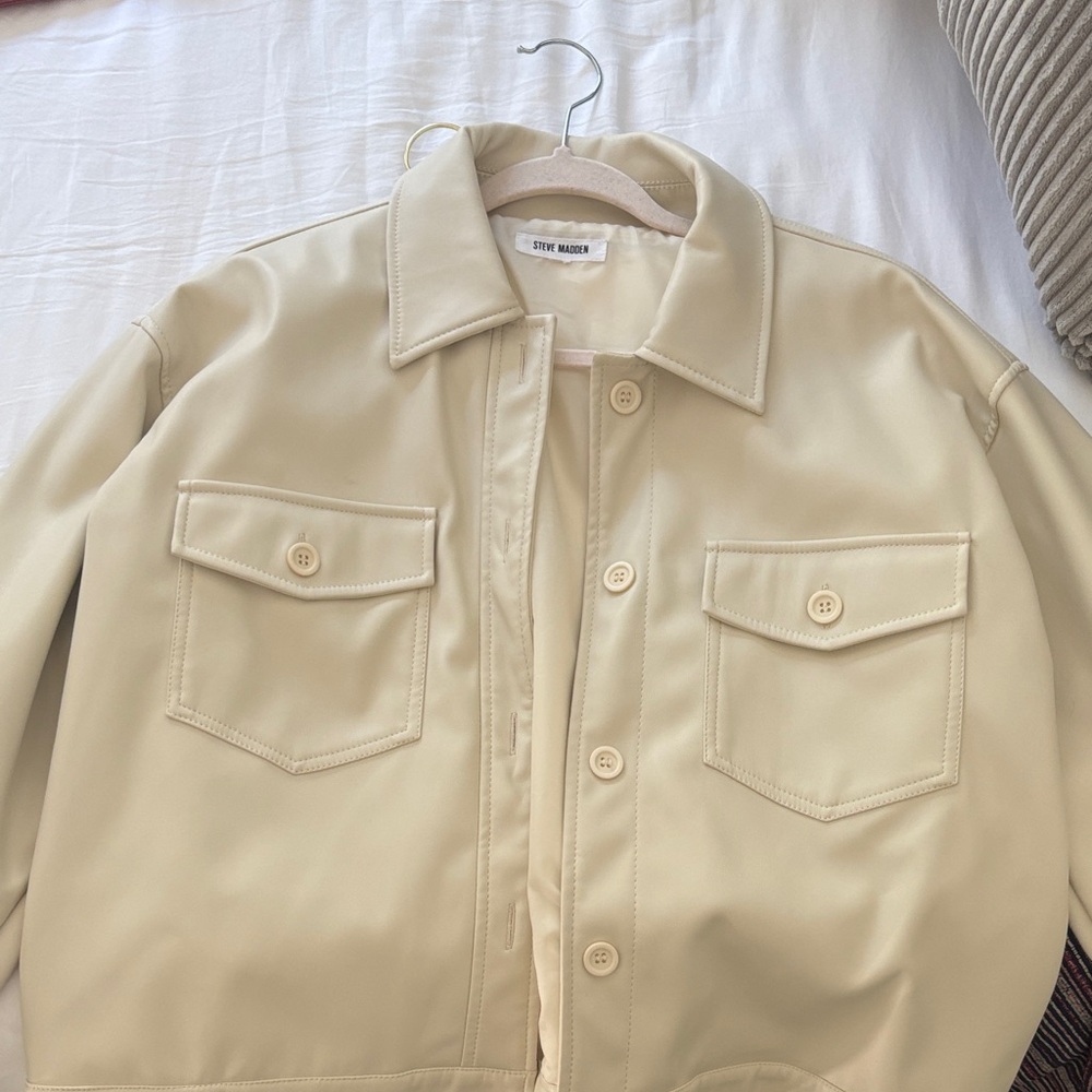 Steve Madden Cream Leather Jacket for Women
